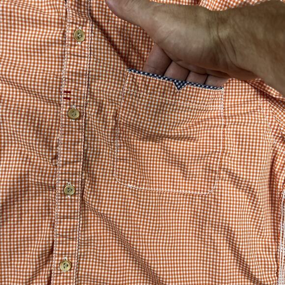 Robert Graham Shirt Mens XL Orange Gingham Tailored Fit Button Up Lightweight‎ - Picture 3 of 9